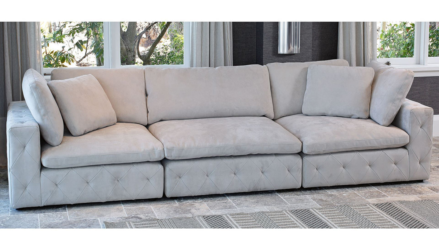 SUE MEMORY FOAM 4 SEAT EXTRA LARGE SOFA WITH OTTOMAN (LIGHT GREY)