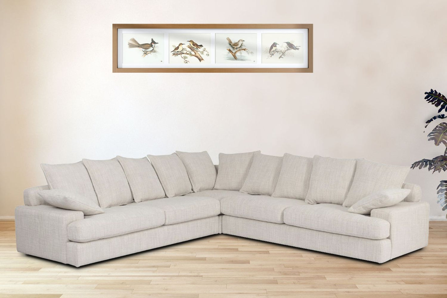 ELINA FEATHER-FILLED CORNER FABRIC SOFA