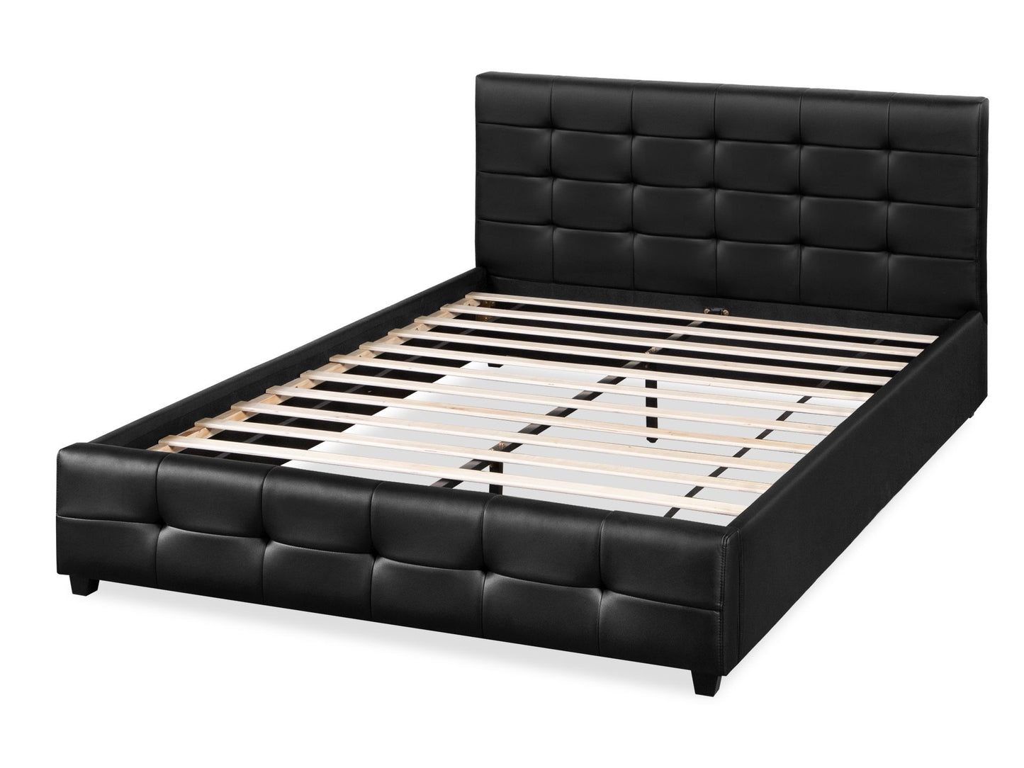 Air Leather Queen PU Bed Frame - Black