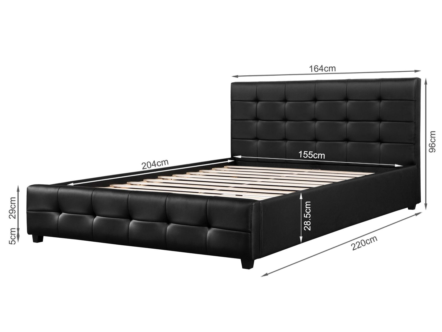 Air Leather Super King PU Bed Frame - Black