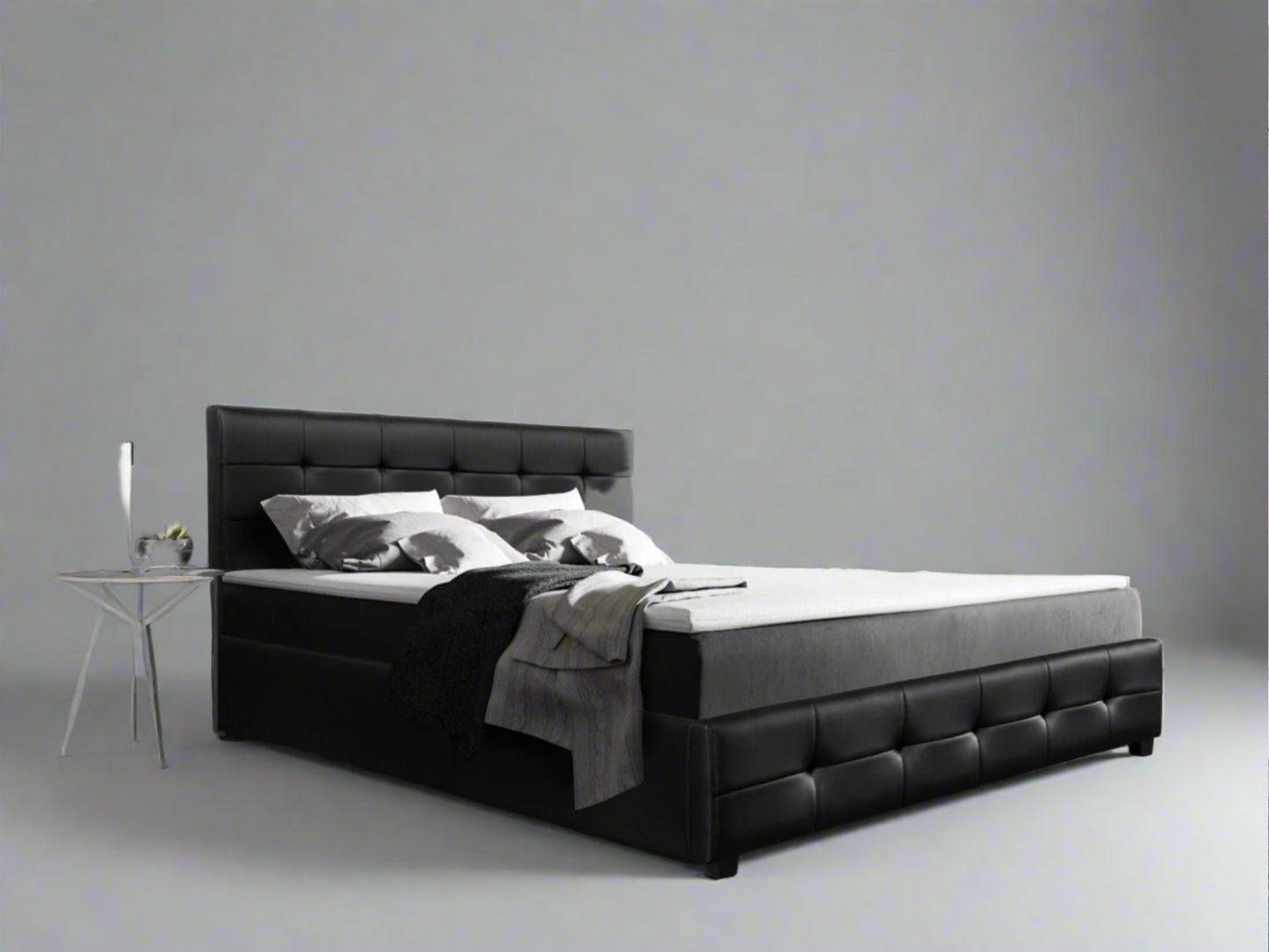 Air Leather Super King PU Bed Frame - Black