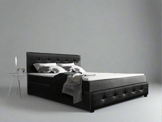 Air Leather Super King PU Bed Frame - Black