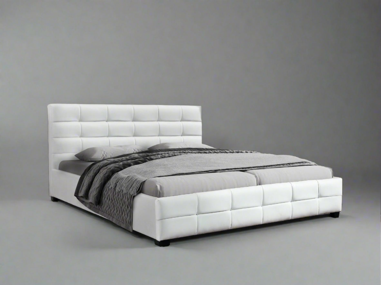 Air Leather Super King PU Bed Frame - Black