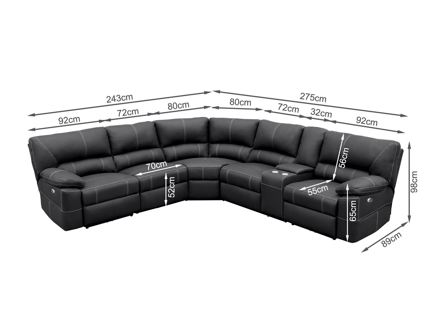 Ashleigh Corner Recliner Lounge Suite | Electric