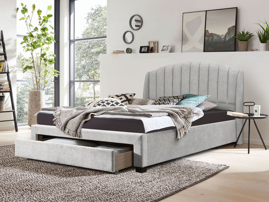 Bary King Bed Frame With Storage - Light Grey