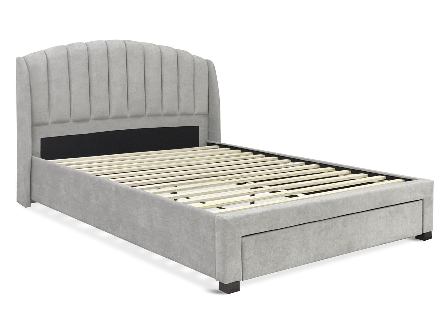 Bary Queen Bed Frame With Storage - Light Grey