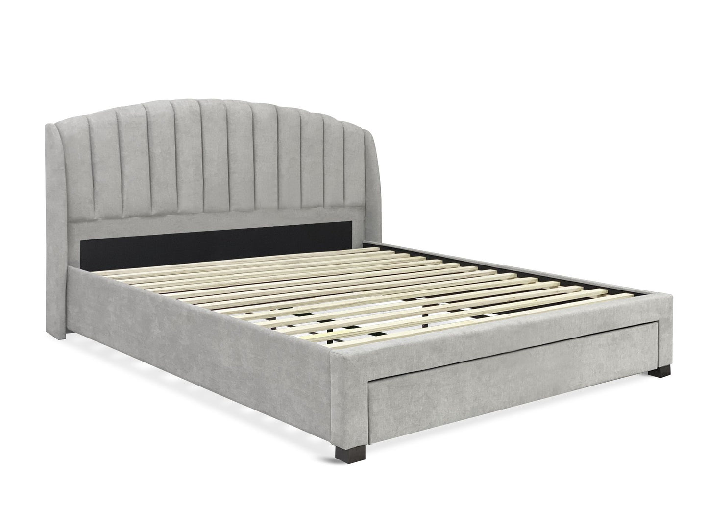 Bary King Bed Frame With Storage - Light Grey