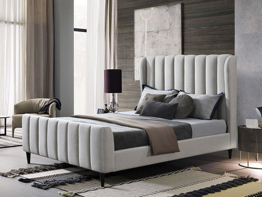 Megan Queen Bed Frame - Oat White