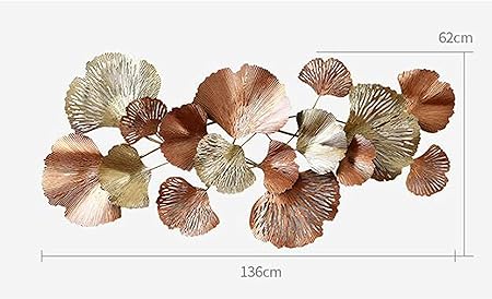 Metal Wall Sculpture Wrought Iron Gold Ginkgo Leaf Wall Art Decoration - Home decor