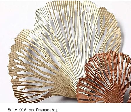 Metal Wall Sculpture Wrought Iron Gold Ginkgo Leaf Wall Art Decoration - Home decor