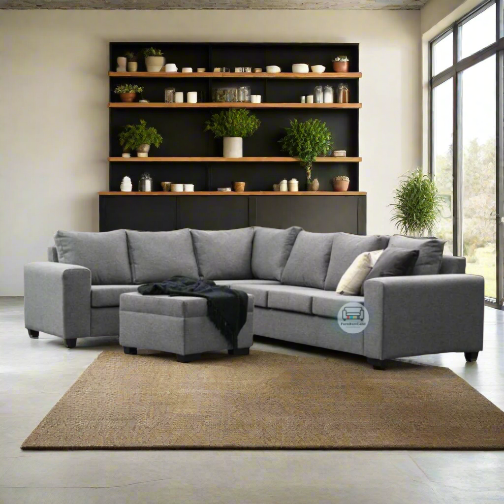 Parkham Corner Fabric Sofa with Ottoman | NZ Made