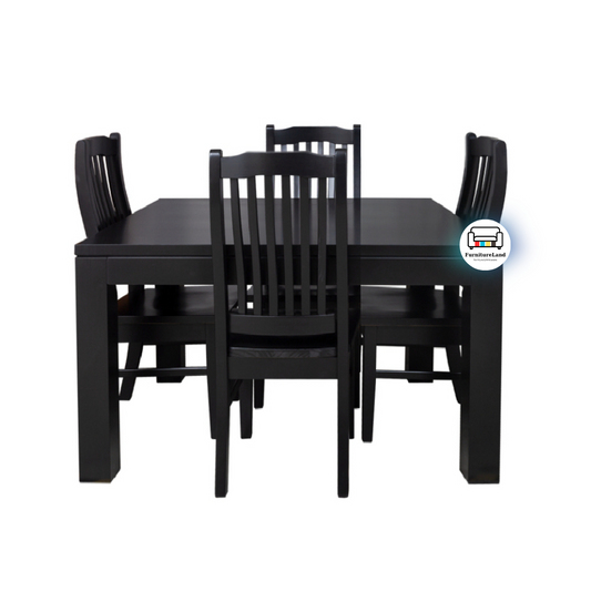 Pine wood Dining Suite 5 Pcs - Black