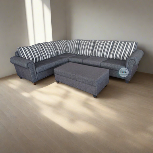 Zak Fabric Corner Sofa with Storage Ottoman | NZ Made