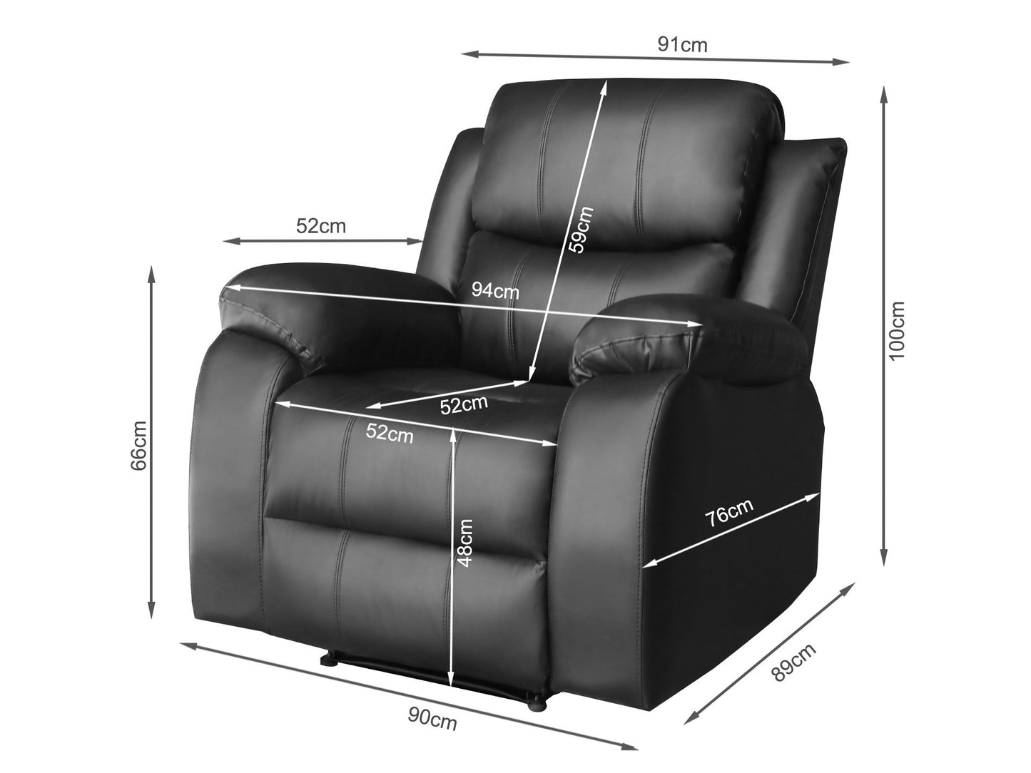 Washington Single Manual Recliner Chair | Black