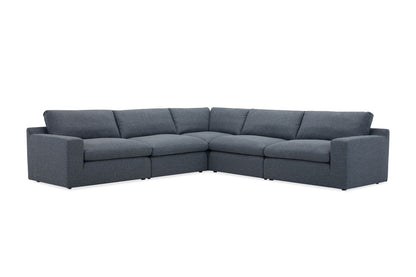 NOVA FEATHER FILLED FABRIC CORNER SOFA (DARK GREY)