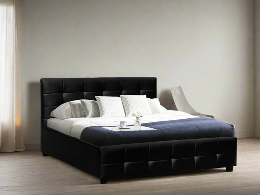 Air Leather Queen PU Bed Frame - Black