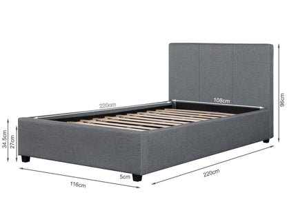 Fabric King Single Bed Frame - Dark Grey