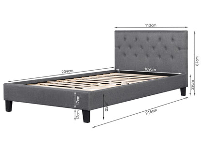 Bily King Single Bed Frame - Dark Grey