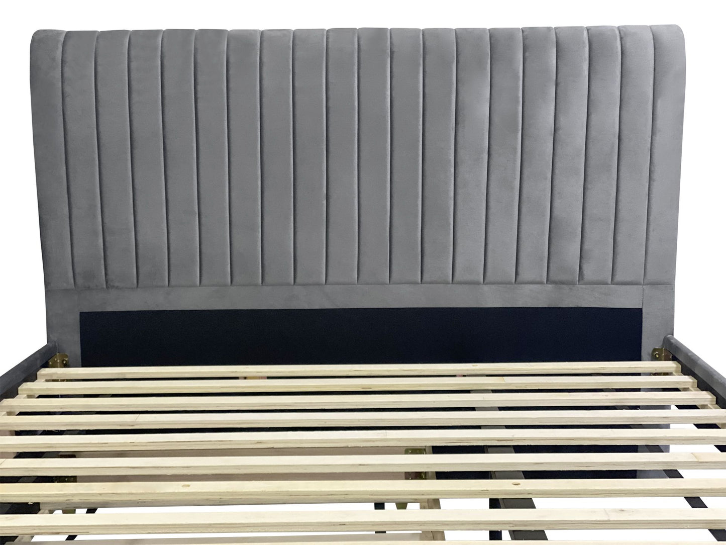 Velvet Queen with Single Trundle Bed Frame - Grey