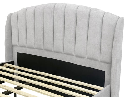 Bary Queen Bed Frame With Storage - Light Grey