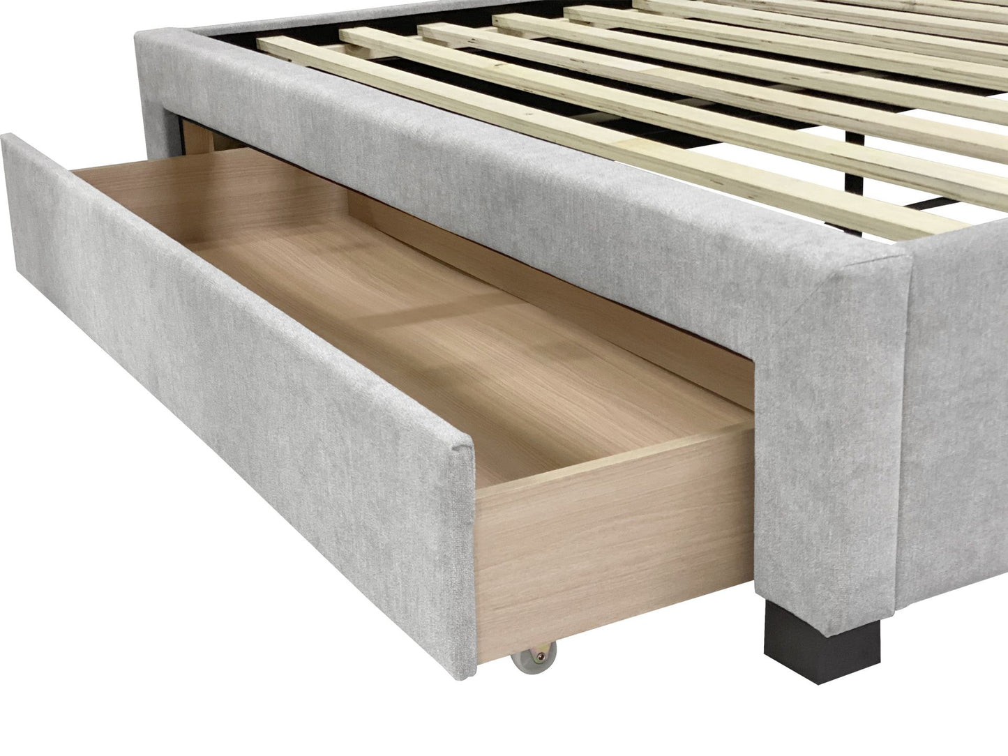 Bary Queen Bed Frame With Storage - Light Grey