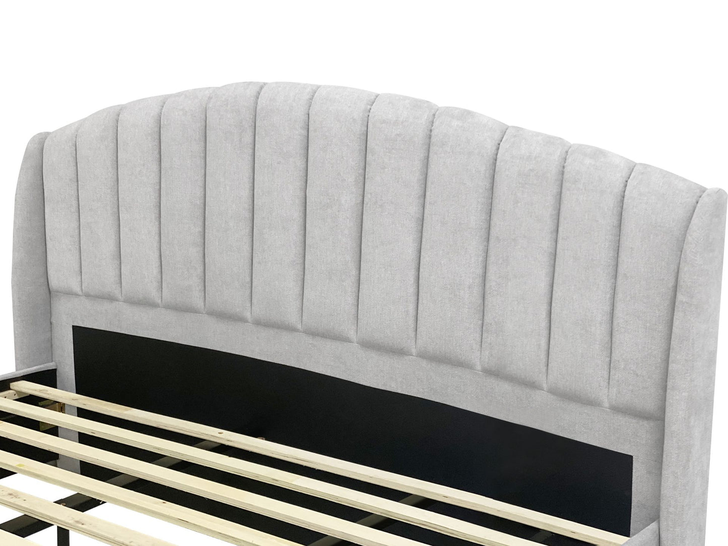 Bary King Bed Frame With Storage - Light Grey
