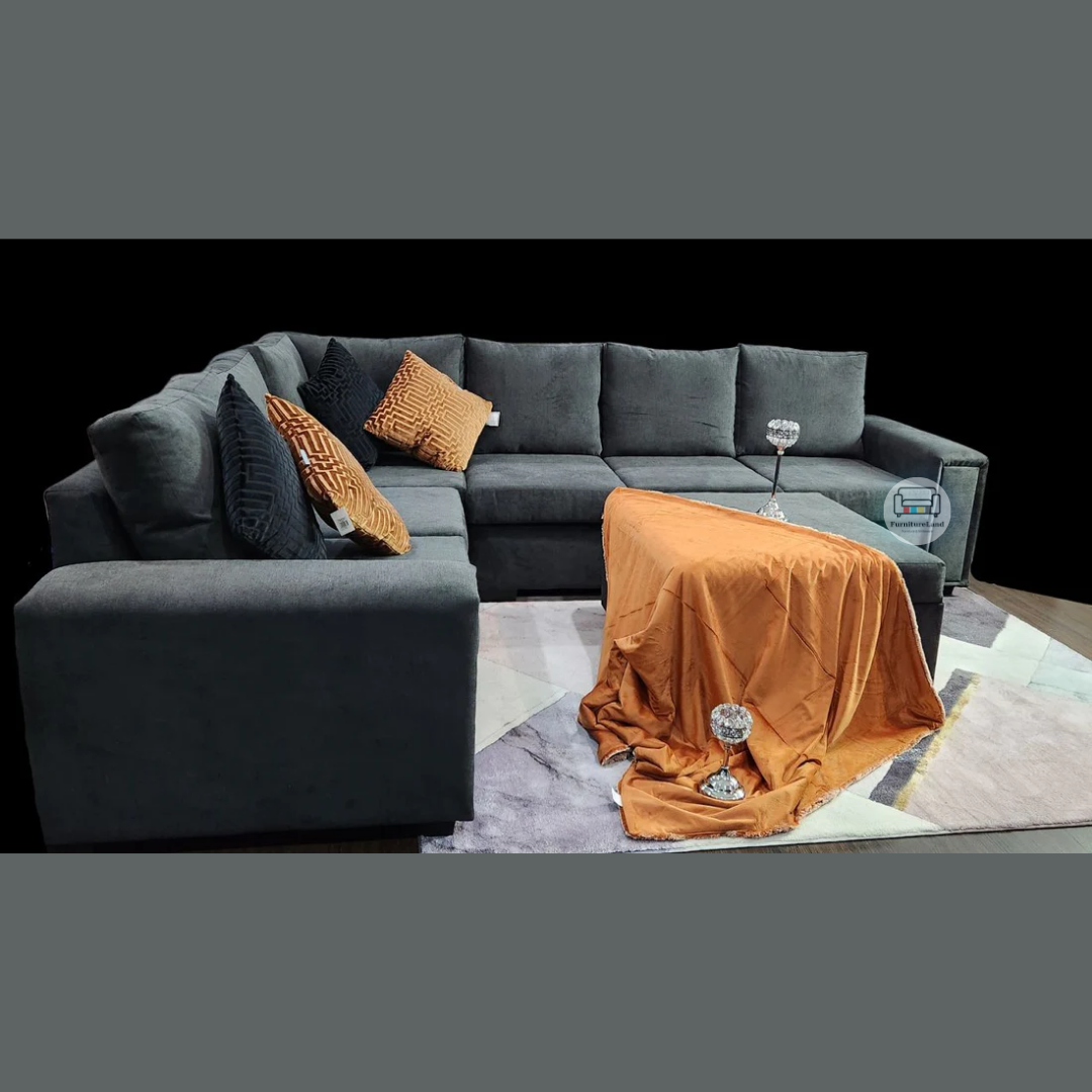 Raees Fabric Corner Lounge Suite with Ottoman | NZ Made