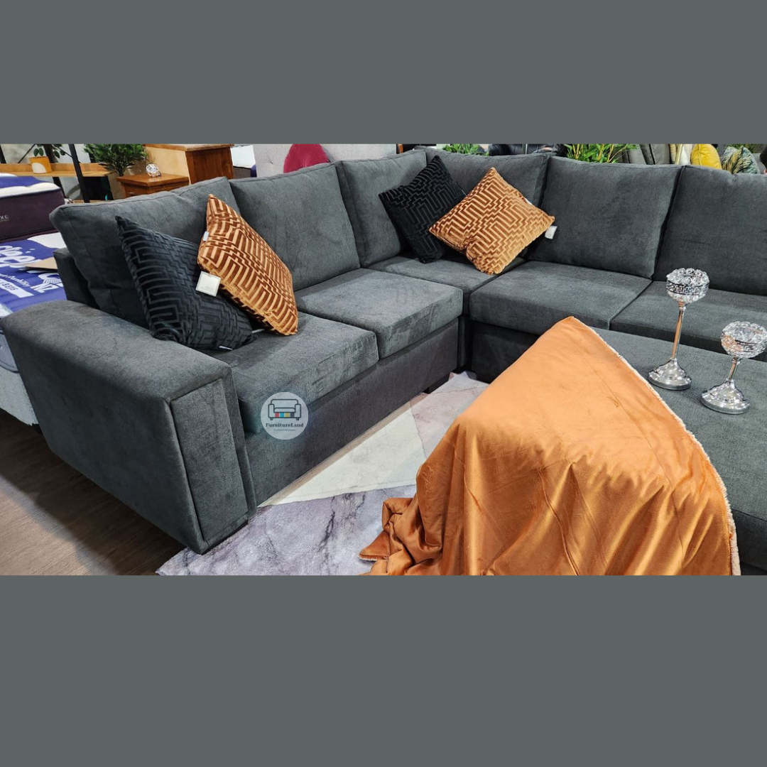 Raees Fabric Corner Lounge Suite with Ottoman | NZ Made