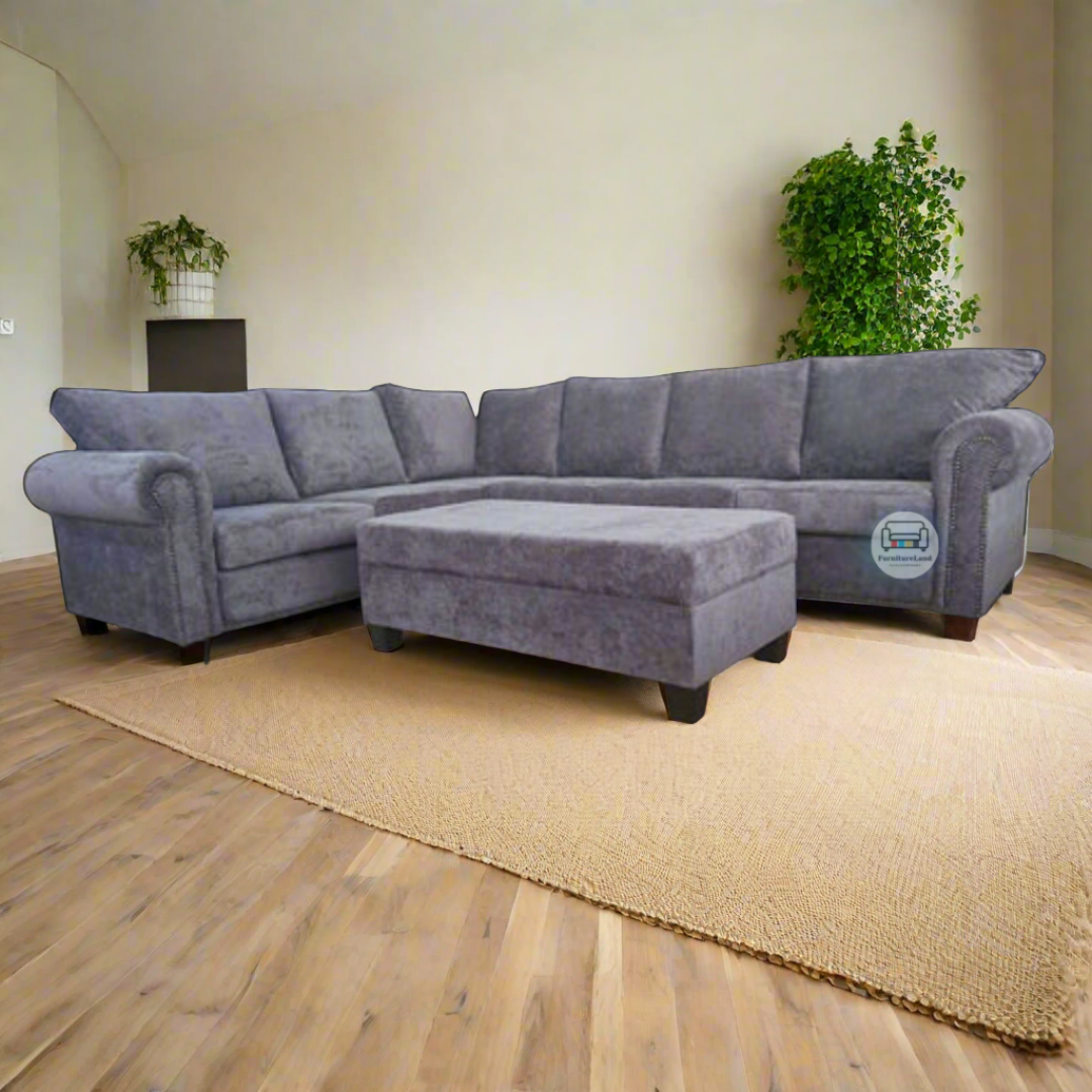 Barney Fabric Corner Sofa with Ottoman | NZ Made