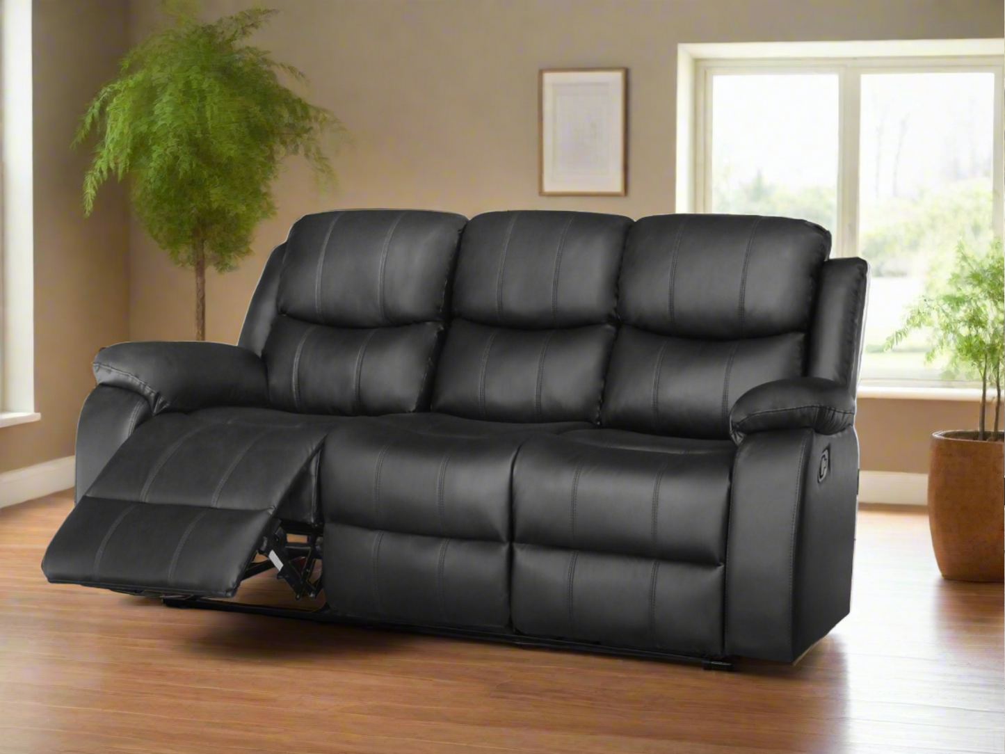 Washington 3 Seater Recliner Lounge Suite | Black