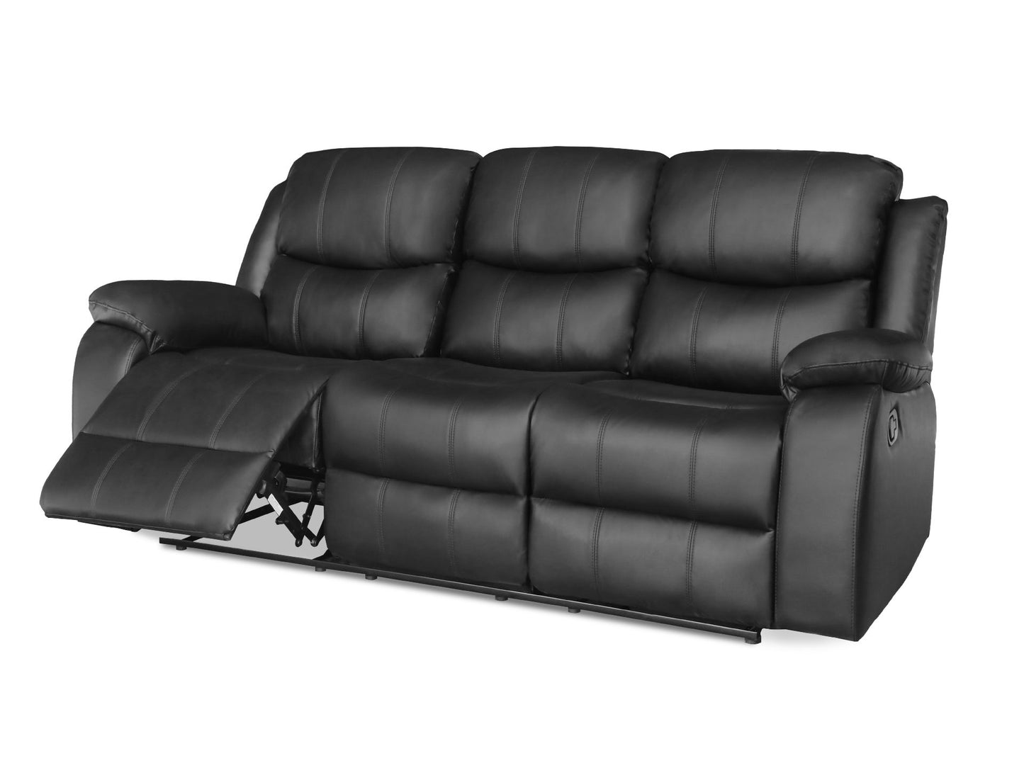 Washington 3 Seater Recliner Lounge Suite | Black