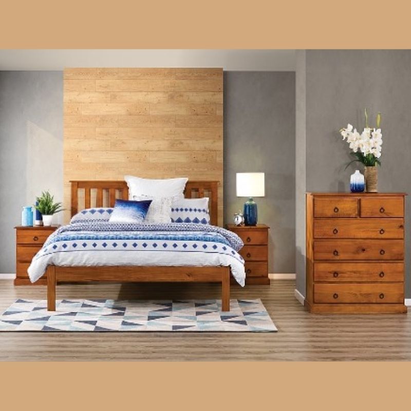 Nature Pine Wood 5 Pcs Bedroom Suite