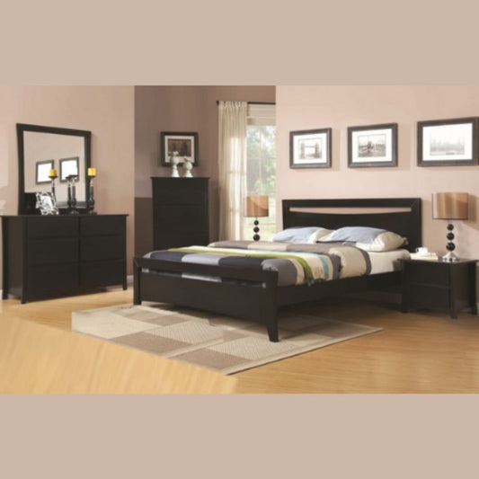 Black Pine Wood 5 Pcs Bedroom Suite
